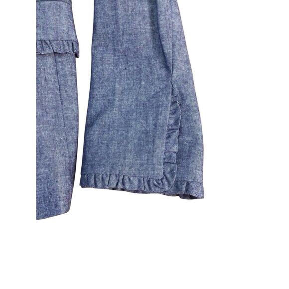 J. Crew Regent Blazer in Chambray w/Ruffle Trim Blue Cotton Outer Womens Size 8 - Picture 5 of 12